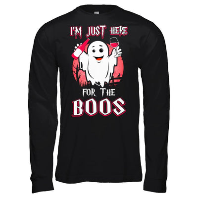 I'm Just Here For The Boos Halloween Wine-T-Shirt & Hoodie-Long Sleeve T-Shirt-Black