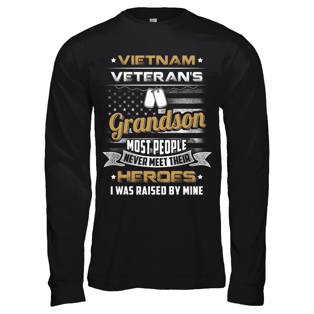Vietnam Veteran's Grandson I Was Raised By Mine-T-Shirt & Hoodie-Long Sleeve T-Shirt-Black