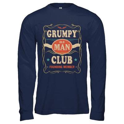 Papa Grumpy Old Man Club Founding Member Fathers Day-T-Shirt & Hoodie-Long Sleeve T-Shirt-Navy