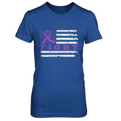 Fight Purple Ribbon US Flag Alzheimer's Pancreatic Awareness-T-Shirt & Hoodie-Women's T-Shirt-Royal