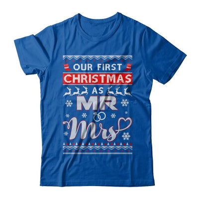 Couple Wife Husband Our First Christmas As Mr & Mrs Sweater-T-Shirt & Sweatshirt-Premium T-Shirt-Royal