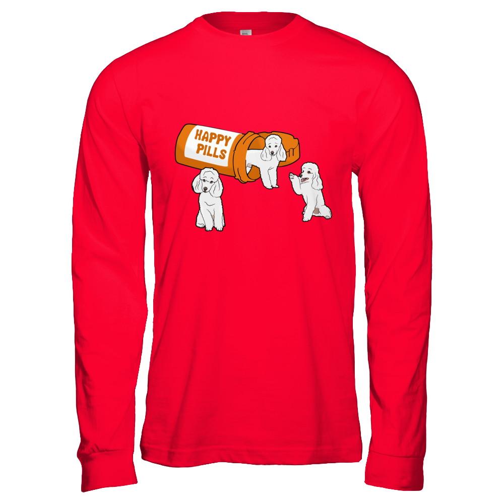 Poodles Happy Pills-T-Shirt & Hoodie-Long Sleeve T-Shirt-Red