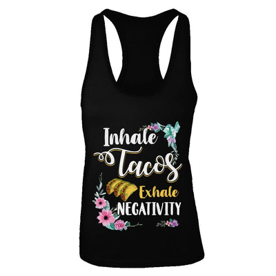 Inhale Tacos Exhale Negativity Tacos-T-Shirt & Tank Top-Women's Ideal Racerback Tank-Black