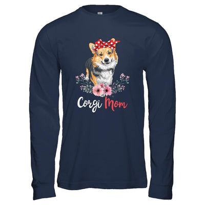 Corgi Mom Gift For Women Dog Lover-T-Shirt & Hoodie-Long Sleeve T-Shirt-Navy