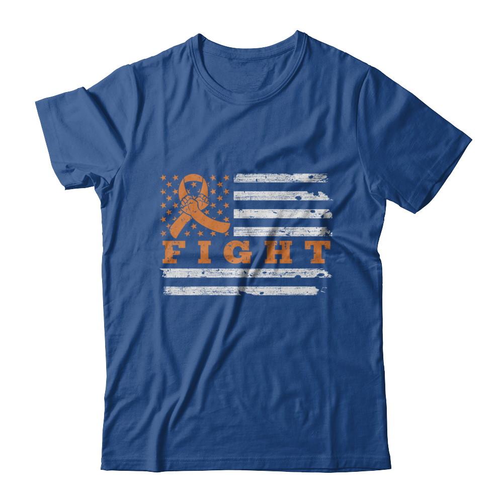 Fight Orange Ribbon US Flag Multiple Sclerosis Awareness-T-Shirt & Hoodie-Classic T-Shirt-Royal