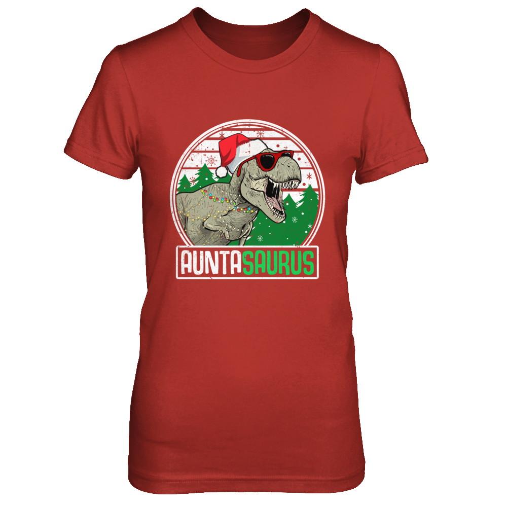 Auntasaurus Aunta Dinosaur T-Rex Family Christmas-T-Shirt & Sweatshirt-Women's T-Shirt-Red