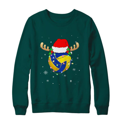 Santa Hat Volleyball Reindeer Christmas Gifts-T-Shirt & Sweatshirt-Crewneck Sweatshirt-Deep Forest