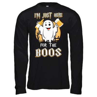 I'm Just Here For The Boos Halloween Beer-T-Shirt & Hoodie-Long Sleeve T-Shirt-Black