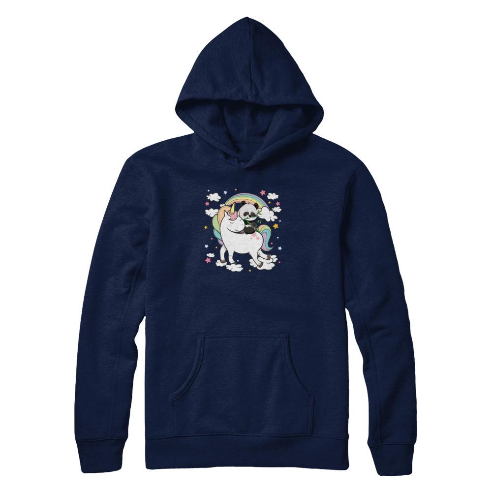 Panda Riding Unicorn-T-Shirt & Tank Top-Pullover Hoodie-Navy