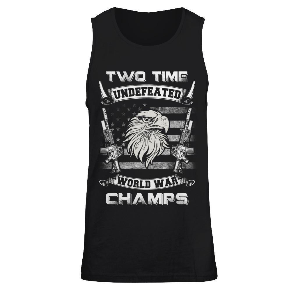 Ww1 Ww2 Champions 2 Time Undefeated World War Champs-T-Shirt & Hoodie-Unisex Tank-Black