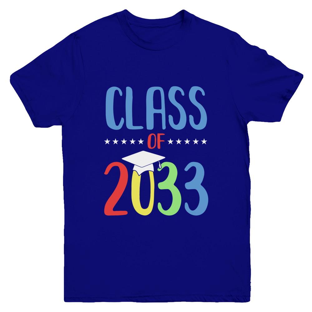 Grow With Me First Day Of School Class Of 2033 Youth-Youth Shirt-Youth T-Shirt-Navy