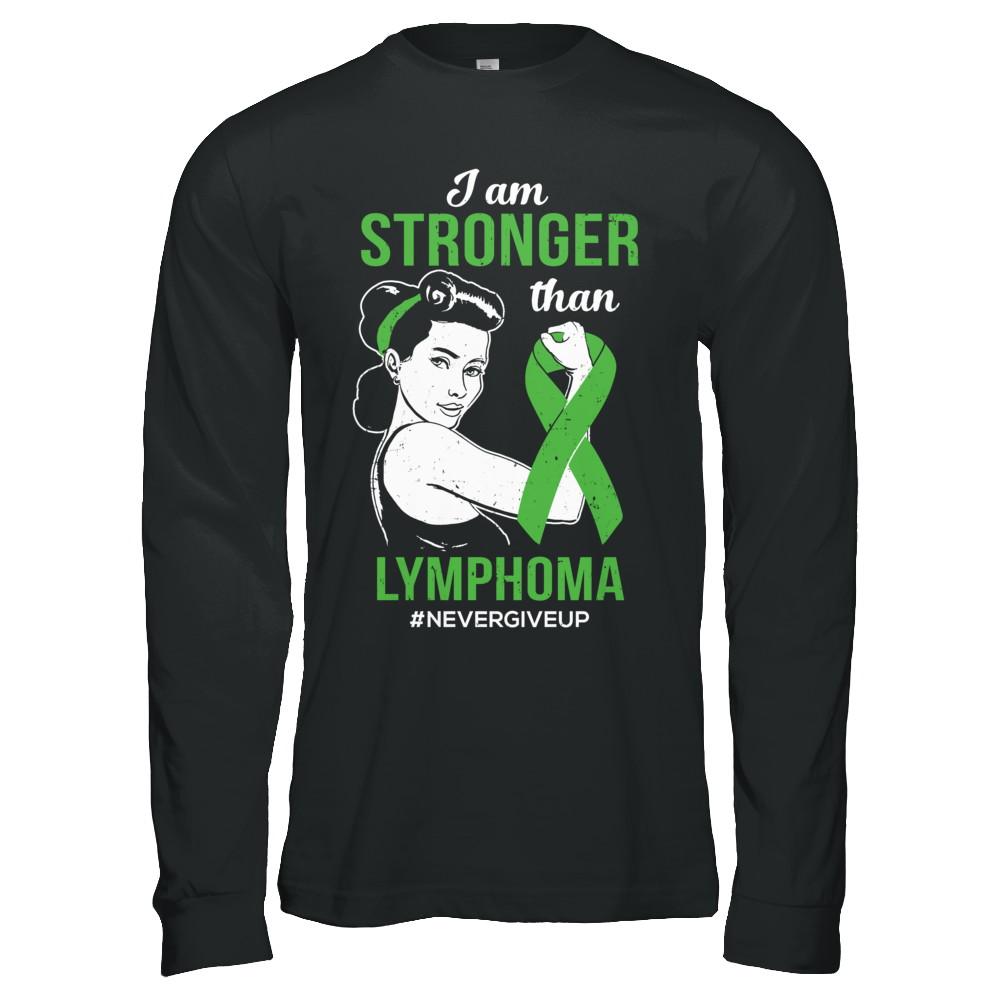 I Am Stronger Than Lymphoma Awareness Support-T-Shirt & Hoodie-Long Sleeve T-Shirt-Black