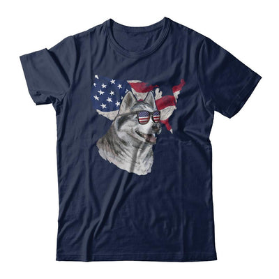 Funny Patriot Husky Dog 4Th Of July American Flag-T-Shirt & Hoodie-Classic T-Shirt-Navy