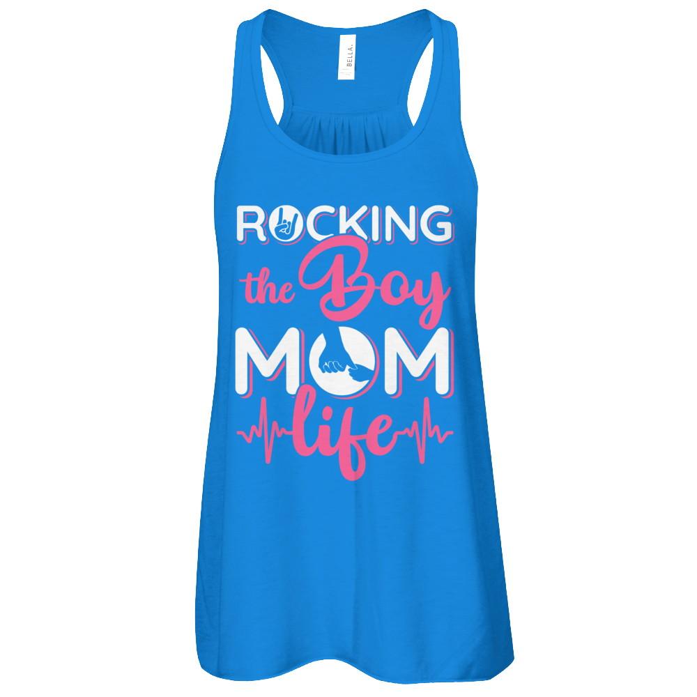 Rocking The Boy Mom Life-T-Shirt & Tank Top-Women's Flowy Racerback Tank-True Royal