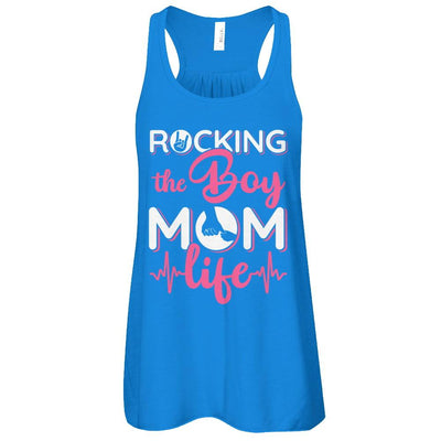 Rocking The Boy Mom Life-T-Shirt & Tank Top-Women's Flowy Racerback Tank-True Royal