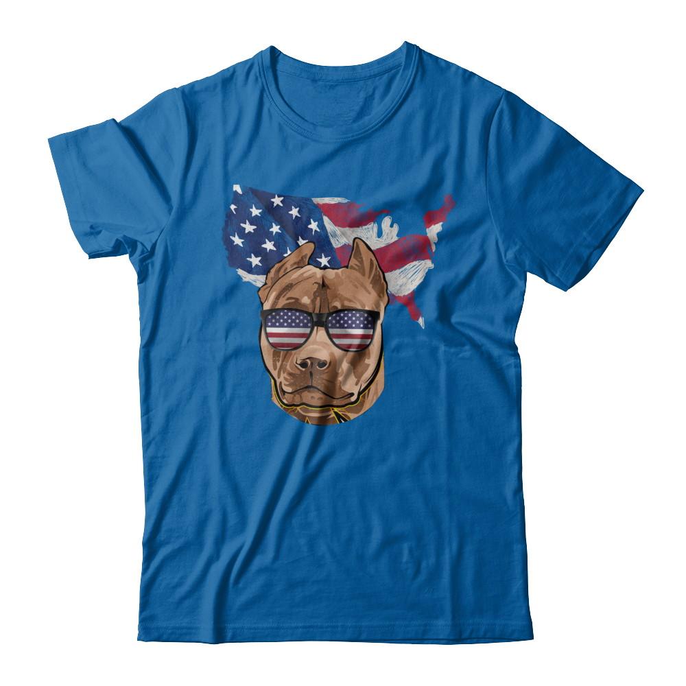 Funny Patriot Pit bull Dog 4Th Of July American Flag-T-Shirt & Hoodie-Classic T-Shirt-Royal