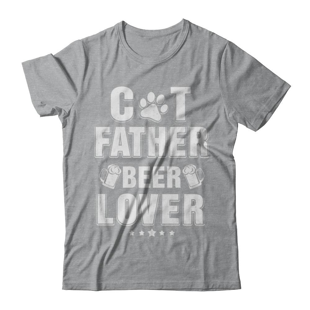 Cat Father Beer Lover Best Cat Dad Fathers Day-T-Shirt & Hoodie-Classic T-Shirt-Sport Grey