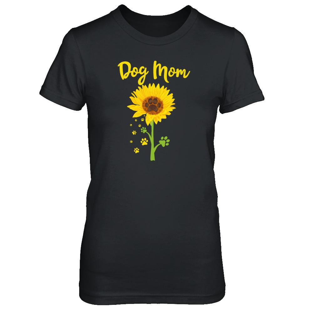 Funny Sunflower Dog Mom Paw Lover Mothers Day-T-Shirt & Tank Top-Women's T-Shirt-Black