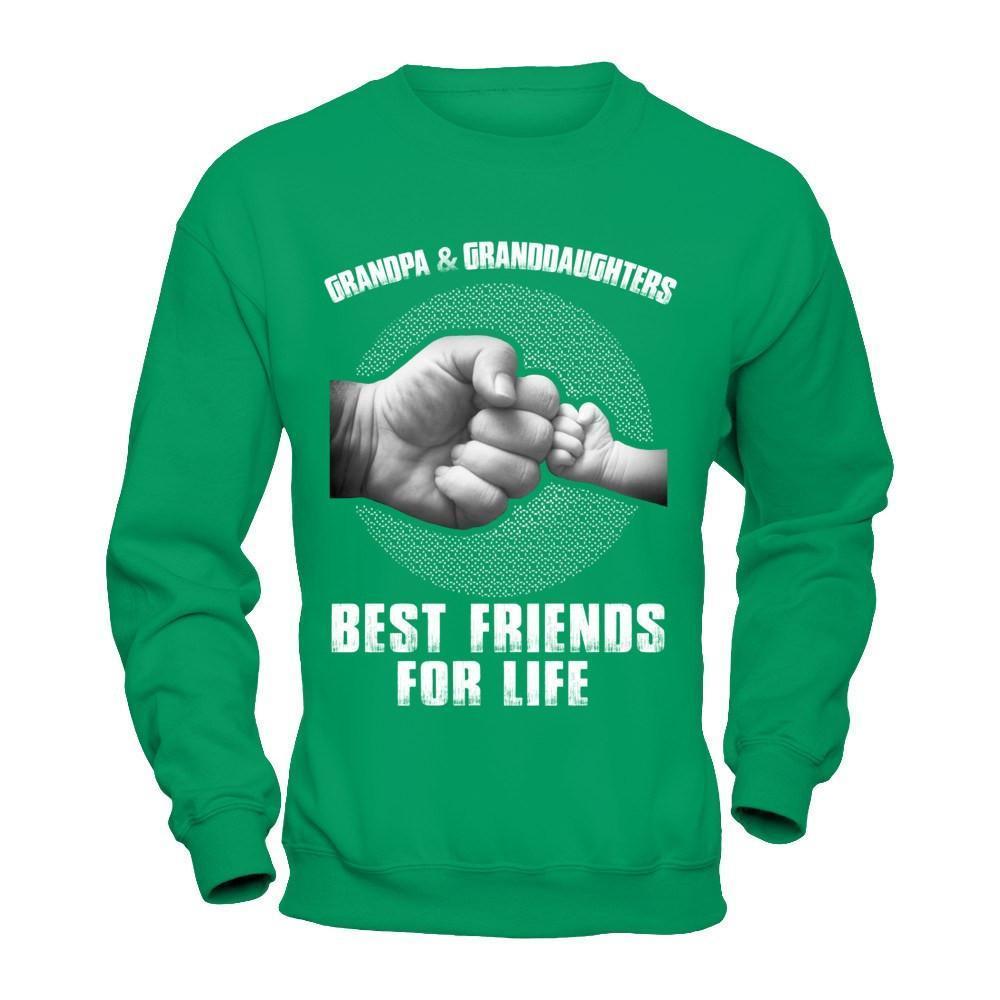 Grandpa And Granddaughters Best Friends For Life-T-Shirt & Hoodie-Crewneck Sweatshirt-Irish Green
