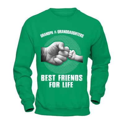 Grandpa And Granddaughters Best Friends For Life-T-Shirt & Hoodie-Crewneck Sweatshirt-Irish Green