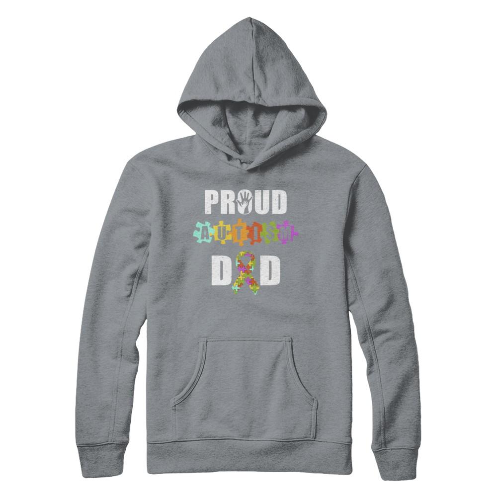 Proud Autism Dad Autism Awareness-T-Shirt & Hoodie-Pullover Hoodie-Light Steel