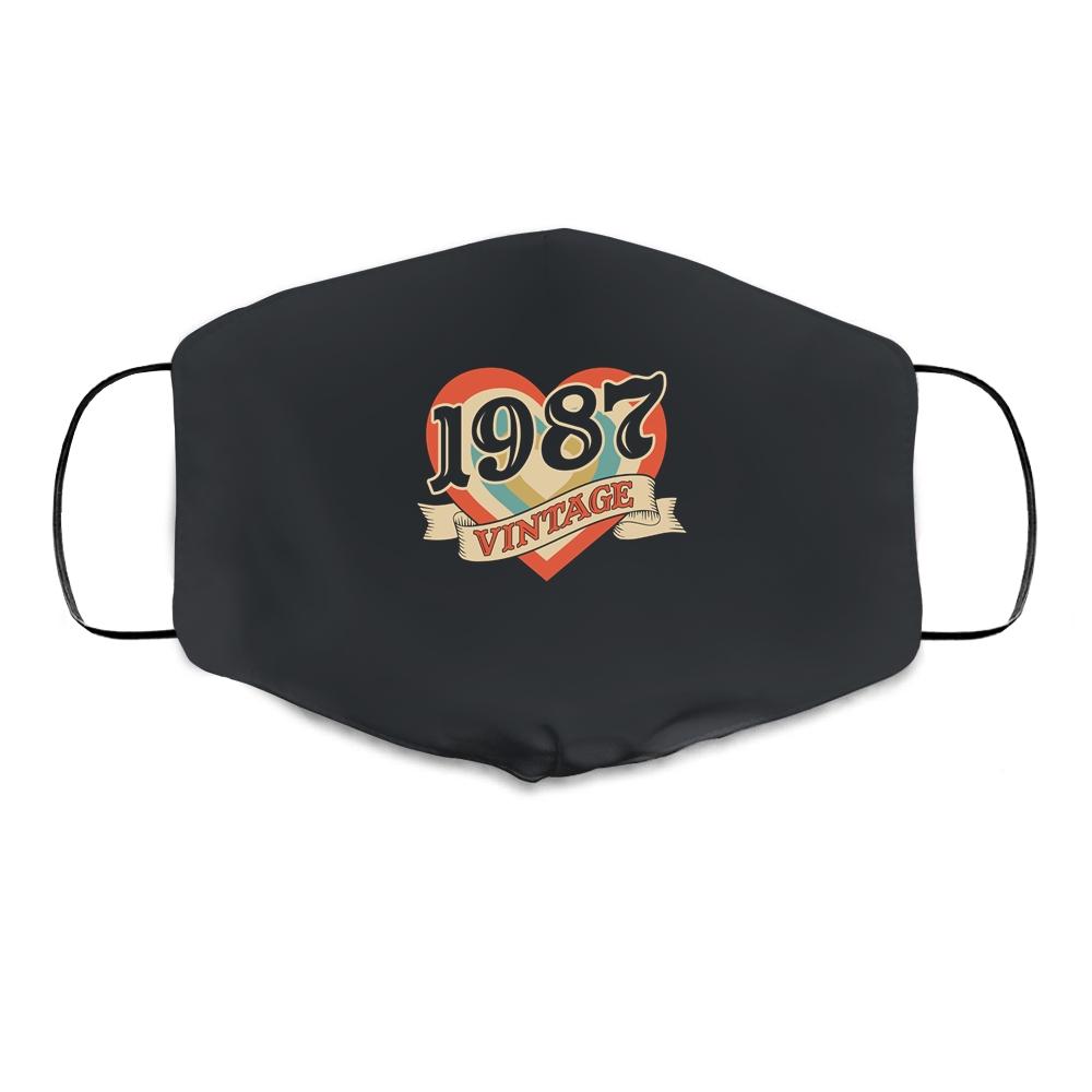 35th Birthday Gifts Classic Retro Heart Vintage 1987 Cloth Face Mask