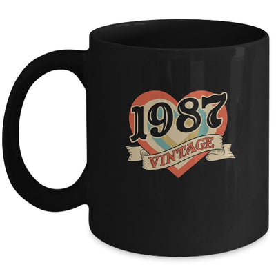 34th Birthday Gifts Classic Retro Heart Vintage 1987 Mug-Coffee Mug-Mug-Black