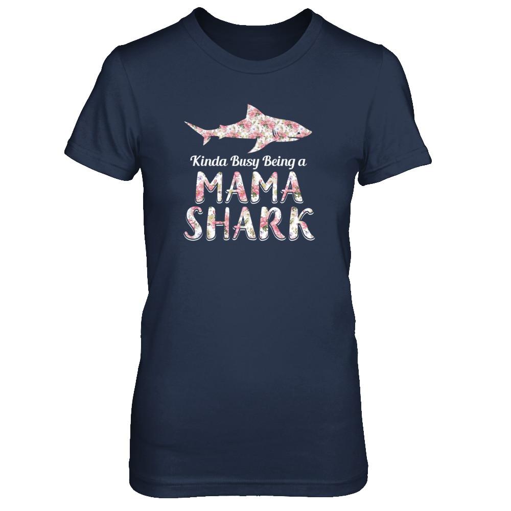 Mama Shark Kinda Busy Being A Mamashark-T-Shirt & Tank Top-Women's T-Shirt-Navy
