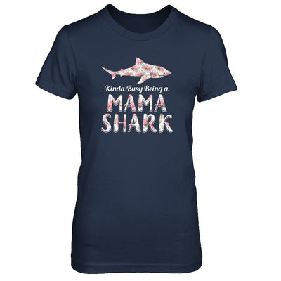 Mama Shark Kinda Busy Being A Mamashark-T-Shirt & Tank Top-Women's T-Shirt-Navy
