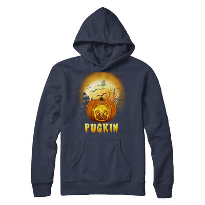 Halloween Pugkin Funny Pumpkin Pug-T-Shirt & Hoodie-Pullover Hoodie-Navy