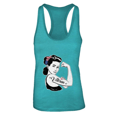 Woman Veteran Strong Girl America 4Th July-T-Shirt & Tank Top-Women's Ideal Racerback Tank-Tahiti Blue