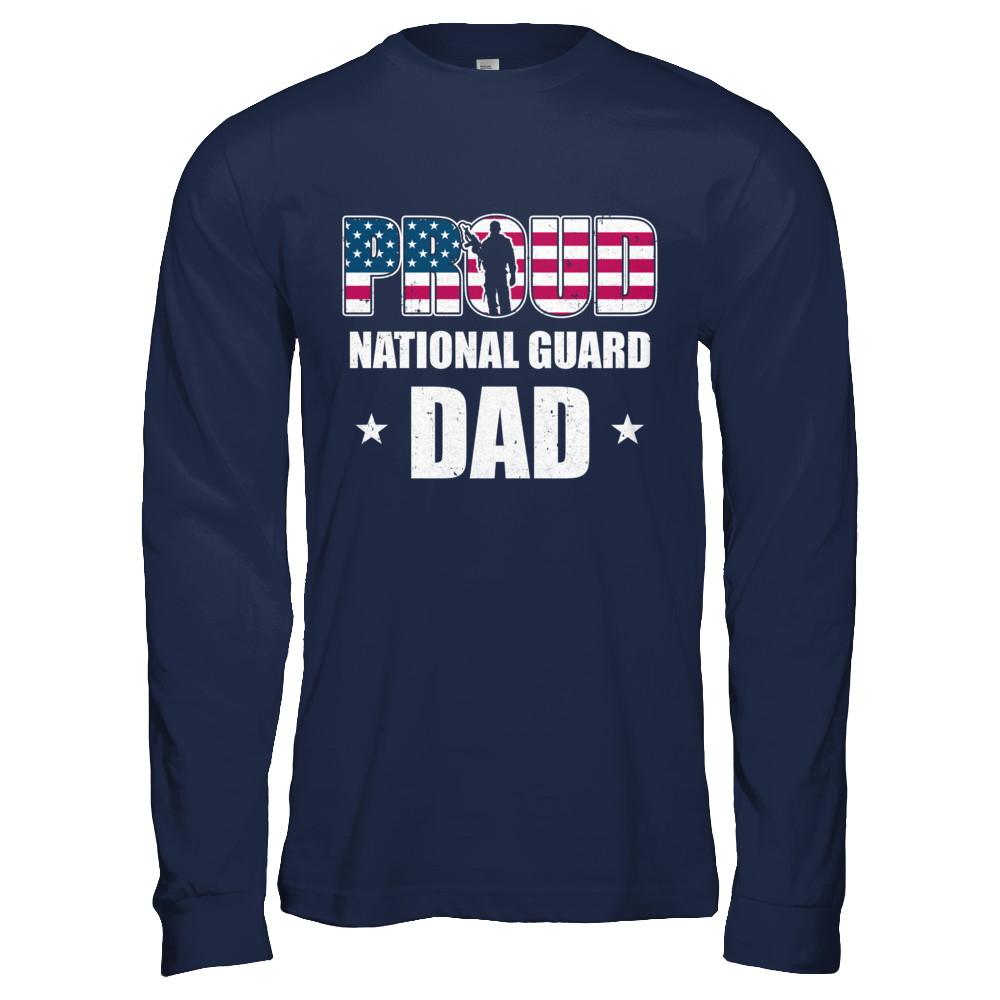 Proud National Guard Dad Veteran Fathers Day-T-Shirt & Hoodie-Long Sleeve T-Shirt-Navy