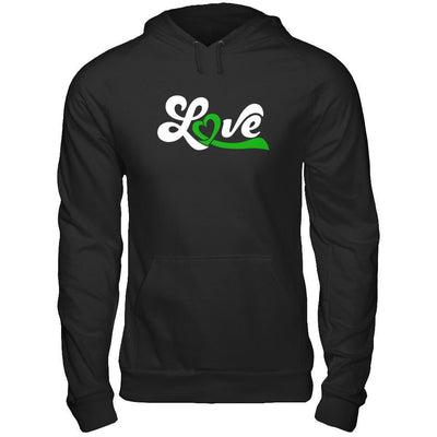 Love Green Awareness Ribbon-T-Shirt & Hoodie-Pullover Hoodie-Black
