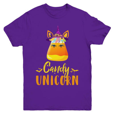Candy Corn Unicorn Halloween Unicorn For Girls Youth-Youth Shirt-Youth T-Shirt-Purple