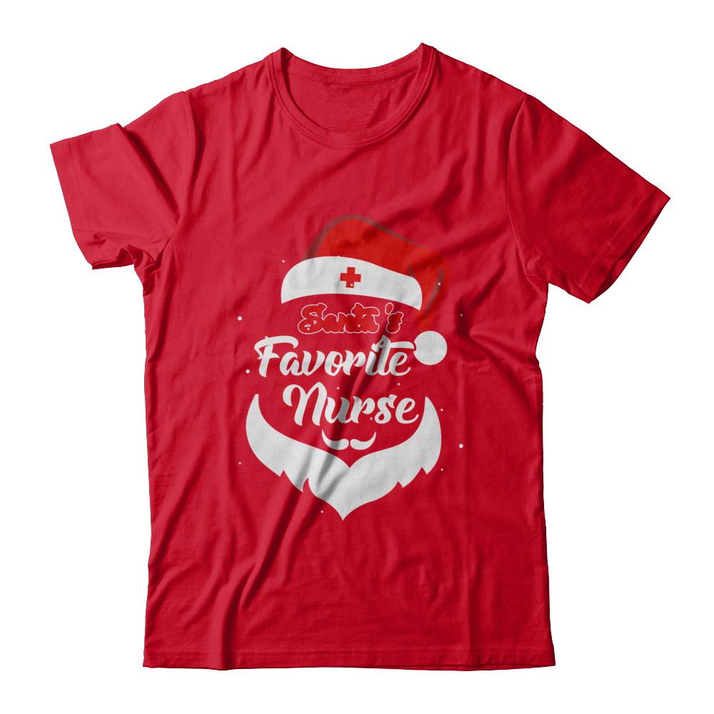 Santa's Favorite Nurse Funny Christmas Nursing-T-Shirt & Hoodie-Premium T-Shirt-Red
