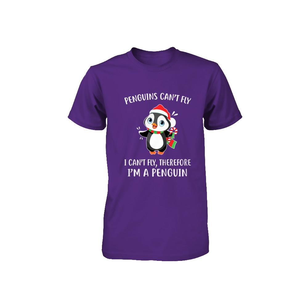 Funny Penguin I Can't Fly Christmas Gift Youth-Youth Shirt-
