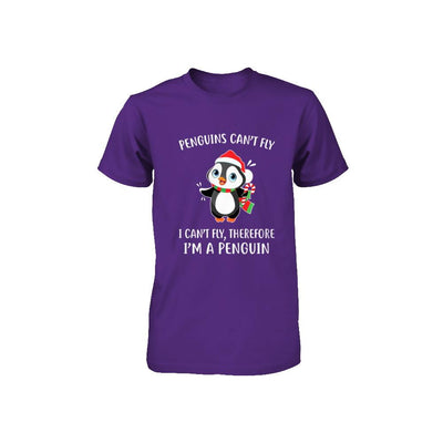 Funny Penguin I Can't Fly Christmas Gift Youth-Youth Shirt-