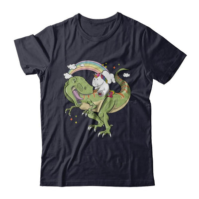 Unicorn Riding Dinosaur T Rex Unicorns Rainbow Gifts-T-Shirt & Hoodie-Premium T-Shirt-Midnight Navy