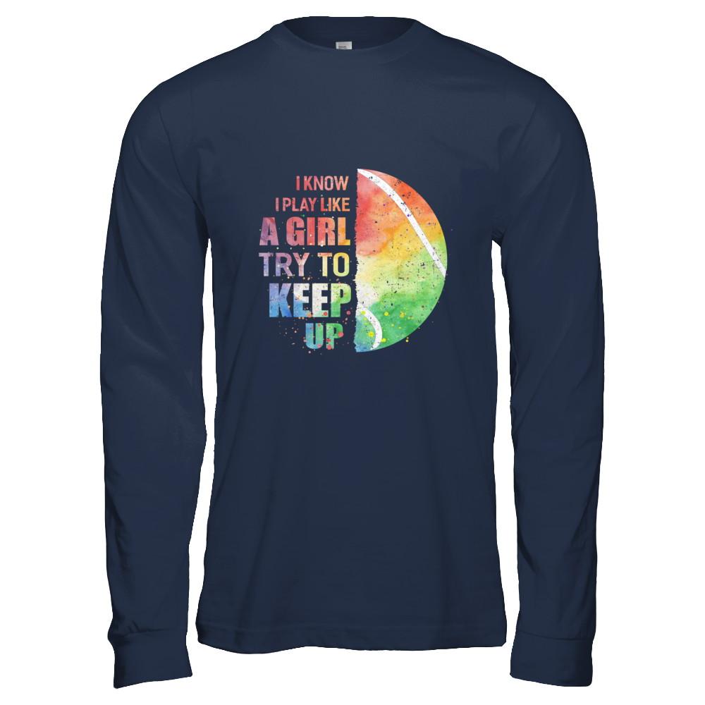 Yeah I Play Like A Girl Tennis Girl-T-Shirt & Hoodie-Long Sleeve T-Shirt-Navy