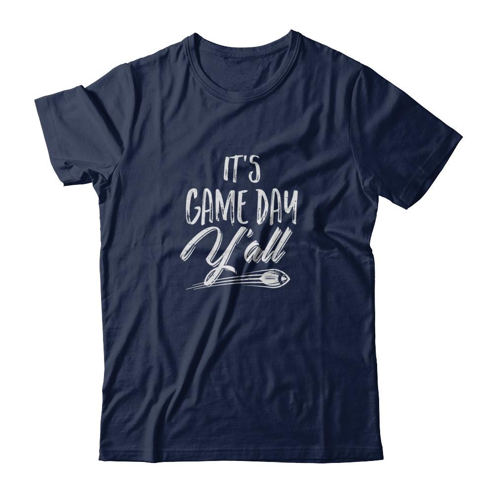 Funny It's Game Day Y'all Fan Football-T-Shirt & Tank Top-Classic T-Shirt-Navy