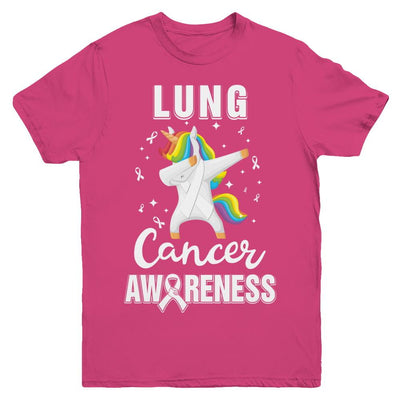 Inspirational Lung Cancer Awareness Unicorn Support Youth-Youth Shirt-Youth T-Shirt-Heliconia