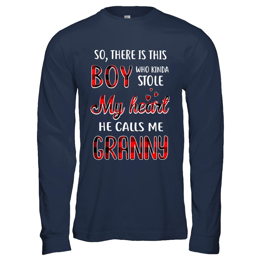 This Boy Who Kinda Stole My Heart He Calls Me Granny-T-Shirt & Hoodie-Long Sleeve T-Shirt-Navy