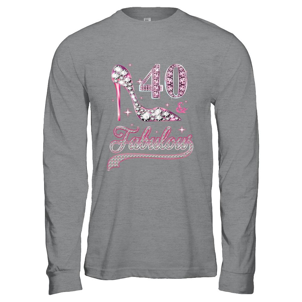 40 And Fabulous 40 Years Old 1981 40th Birthday Gift-T-Shirt & Hoodie-Long Sleeve T-Shirt-Sport Grey