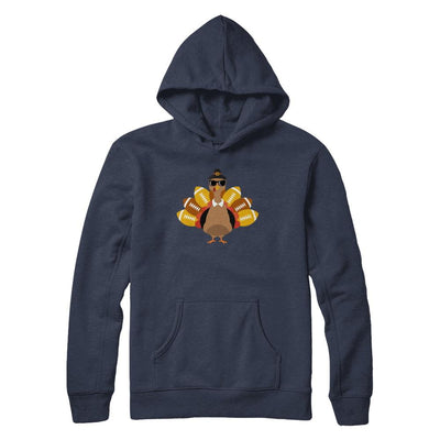 Turkey And Football Thankful Funny Thanksgiving-T-Shirt & Hoodie-Pullover Hoodie-Navy