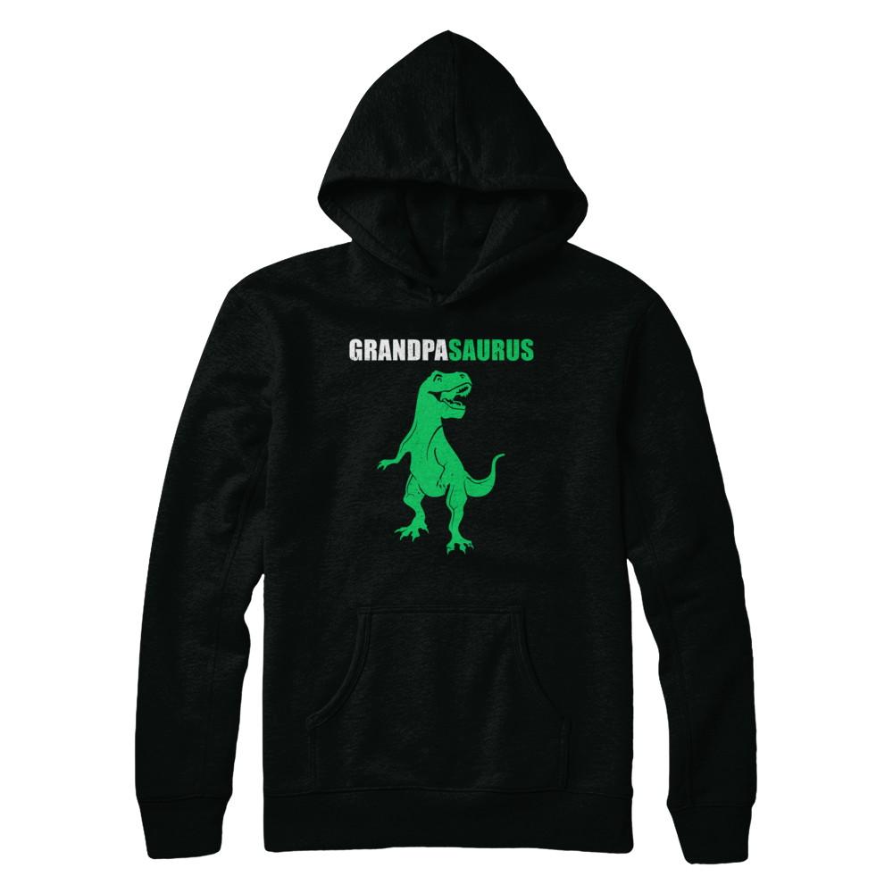 Grandpasarus Funny Dinosaur First Time Grandpa Fathers Day-T-Shirt & Hoodie-Hanes - Heavyweight Pullover Hoodie-Black