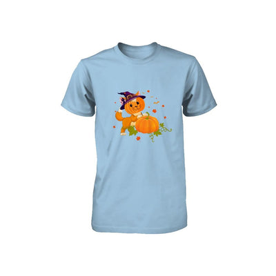 Funny Halloween Cat Pumpkin Costume Youth-Youth Shirt-Toddler T-Shirt-Light Blue