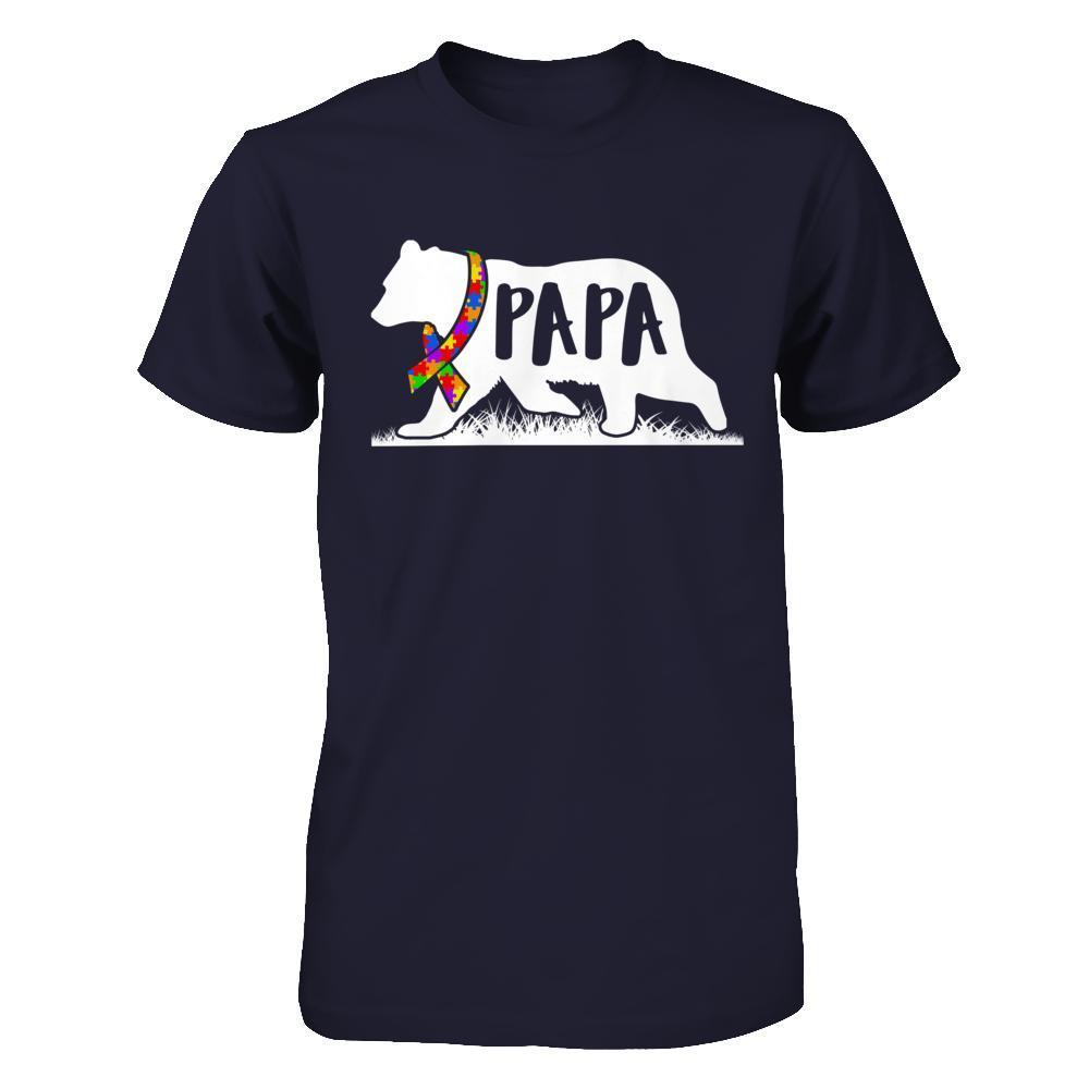 Autism Awareness Papa Bear-T-Shirt & Hoodie-Premium T-Shirt-Midnight Navy