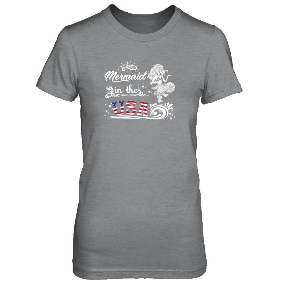 Mermaid In The Usa Flag-T-Shirt & Tank Top-Women's T-Shirt-Sport Grey