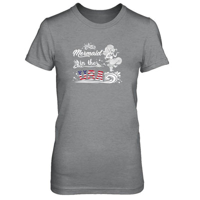 Mermaid In The Usa Flag-T-Shirt & Tank Top-Women's T-Shirt-Sport Grey