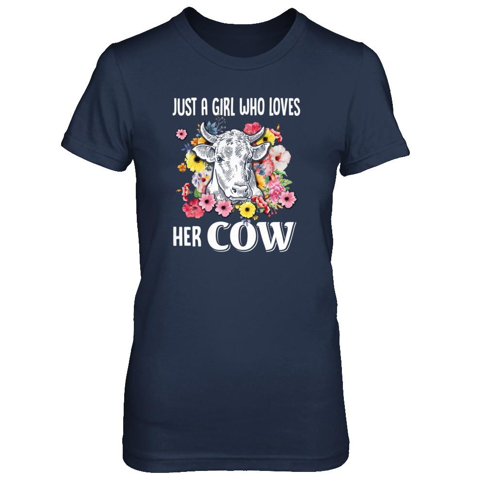 Just A Girl Who Loves Her Cow-T-Shirt & Tank Top-Women's T-Shirt-Navy
